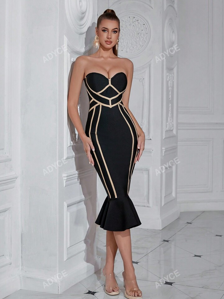 • Ruffle Hem,Contrast Binding,Zipper | SHEIN