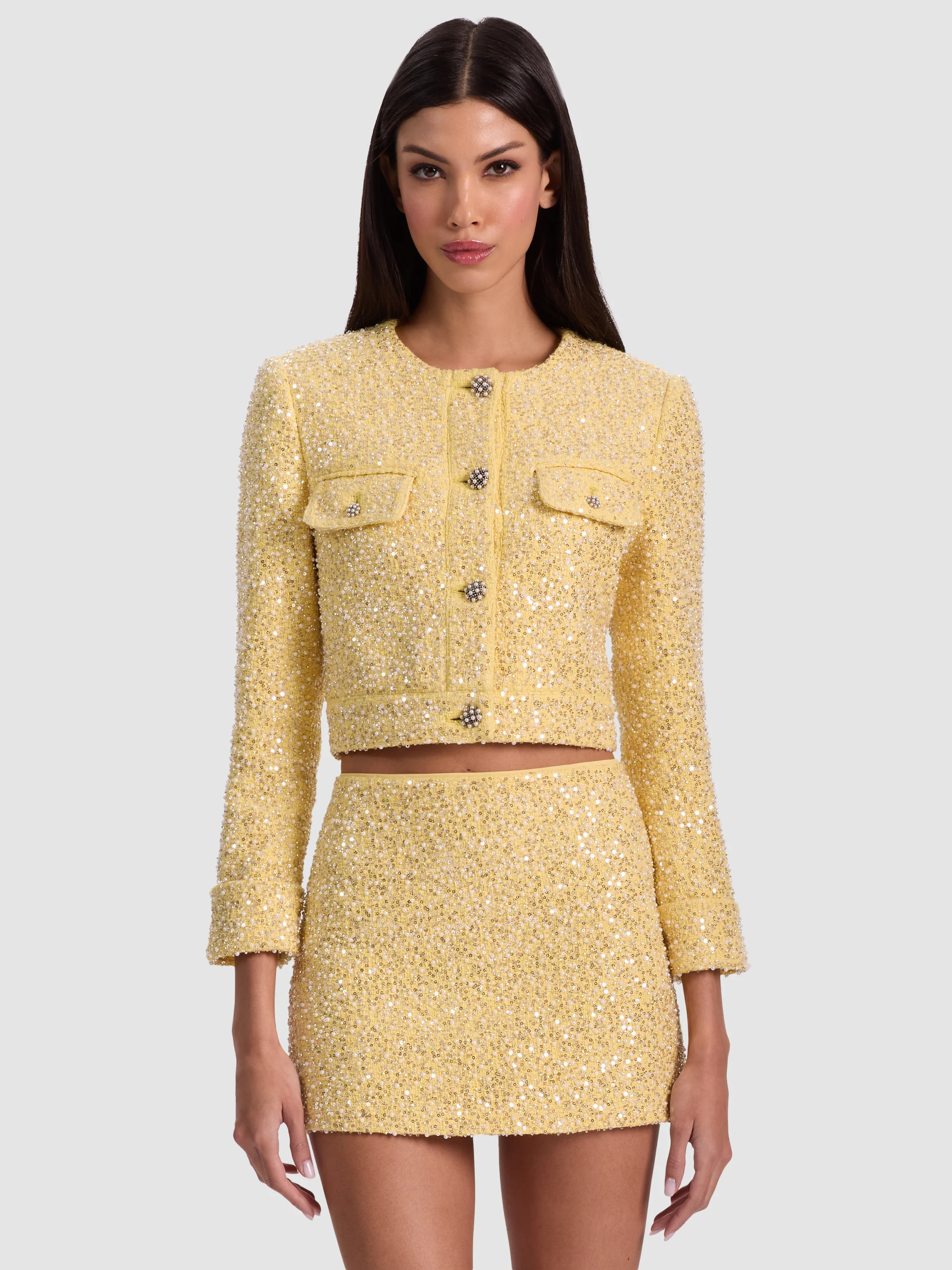 alice + olivia LORIE EMBELLISHED TWEED JACKET | Alice + Olivia