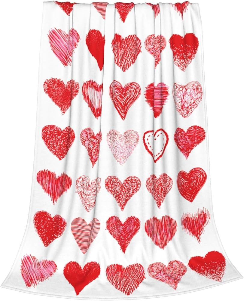 Valentine's Day Love Hearts Throw Blanket, Soft Lightweight Flannel Blanket, Wedding Anniversary ... | Amazon (US)