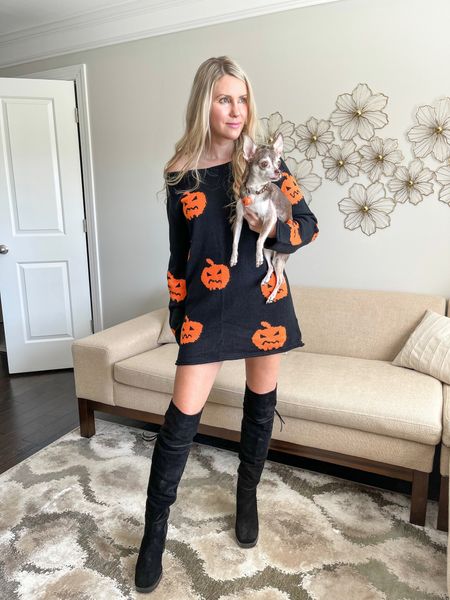 Twinning! Love this cute jack o lantern bell dog collar!

Halloween, pumpkin print, over the knee boots

#LTKHalloween #LTKshoecrush #LTKSeasonal