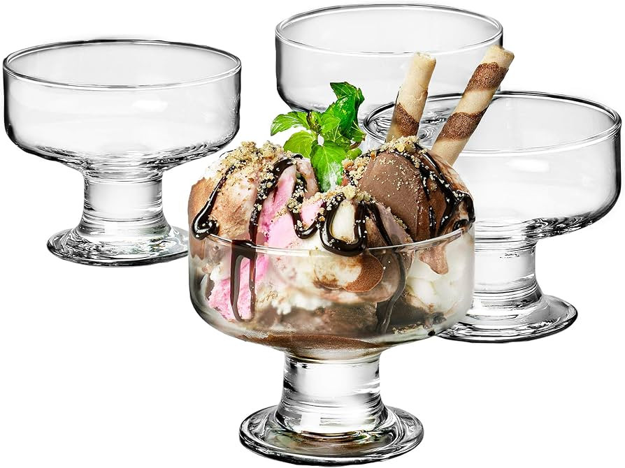 Crystalia Glass Ice Cream Bowl Set, Small Glass Dessert Cups for Trifle Parfait Sundae and Nuts, ... | Amazon (US)