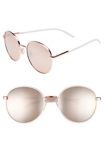 Women's Bp. 55Mm Round Sunglasses - White/ Rose Gold | Nordstrom