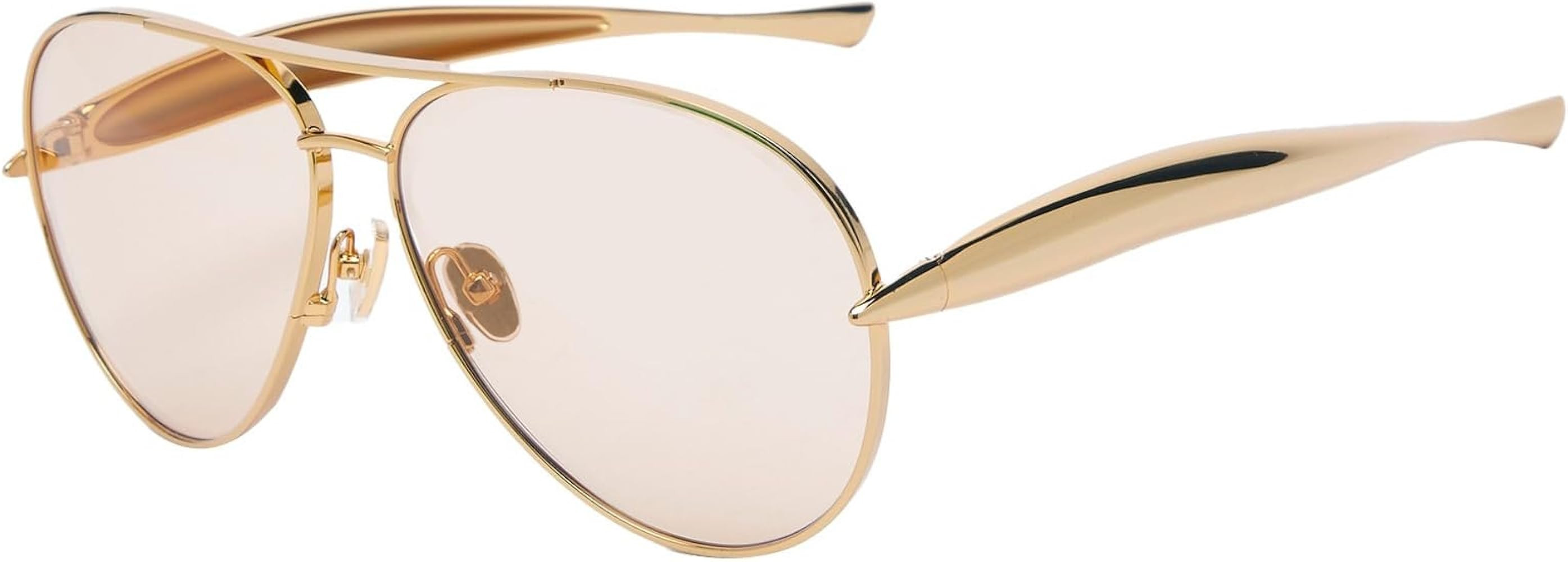 Oversized Aviator Sunglasses For Women 70s Retro 2025 Metal Shades with Gold Streamline Arms | Amazon (US)