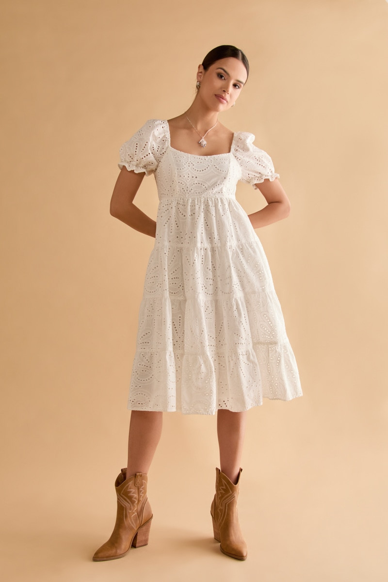 Ashley Eyelet Bow Back Midi Dress | Francesca's