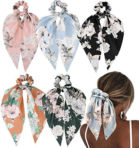 JUMJEE Hair Scarf Scrunchies with Tails Chiffon Ribbon Ponytail Holders Long Scrunchy Hair Scarve... | Amazon (US)