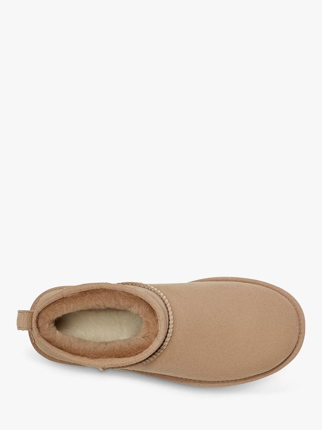 UGG Classic Ultra Mini Sheepskin and Suede Ankle Boots, Sand | John Lewis (UK)