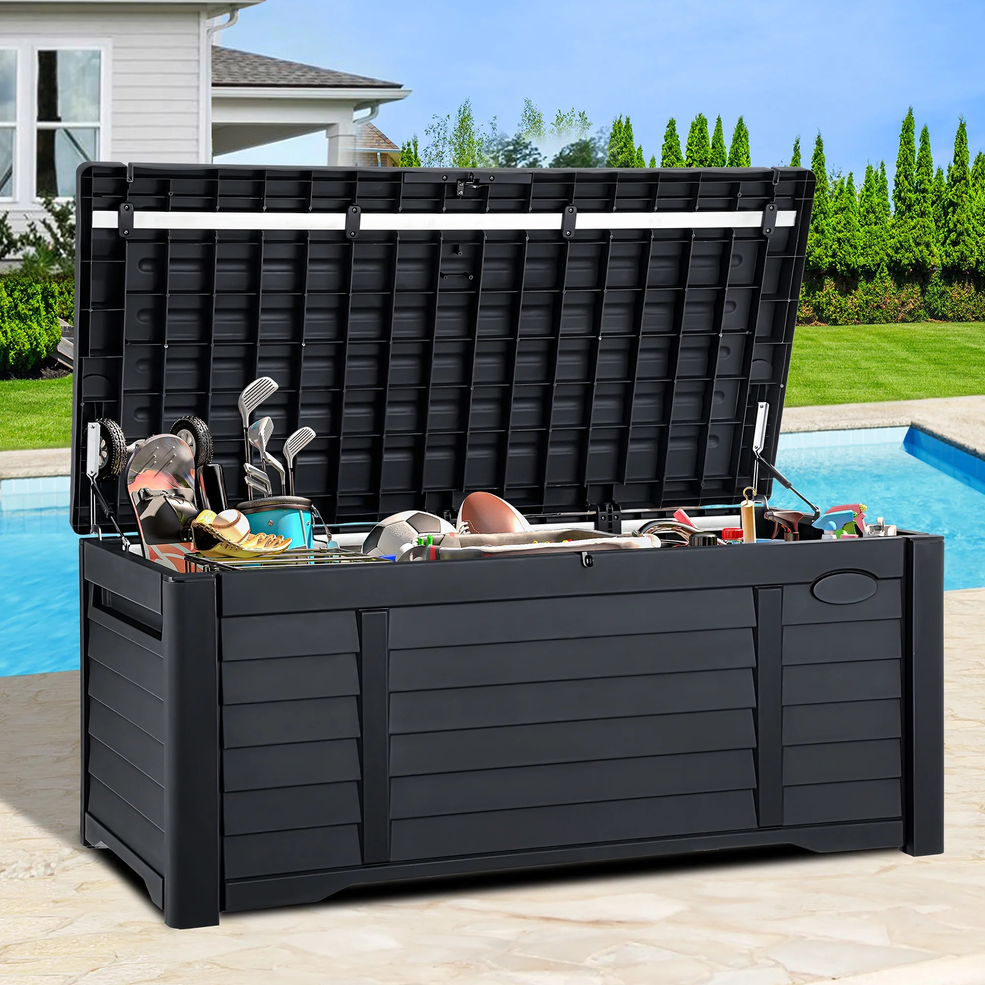 DEXTRUS Outdoor 120 Gallon Resin Deck Box, Black – Large Capacity for Outdoor Storage | Walmart (US)