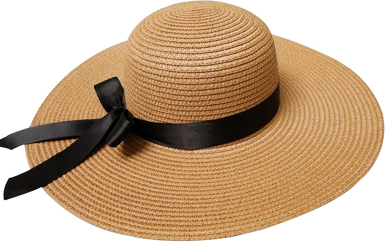 Womens Sun Straw Hats Sunshade Foldable Sun Hat Wide Brim Holiday Beach Hats for Women | Amazon (US)