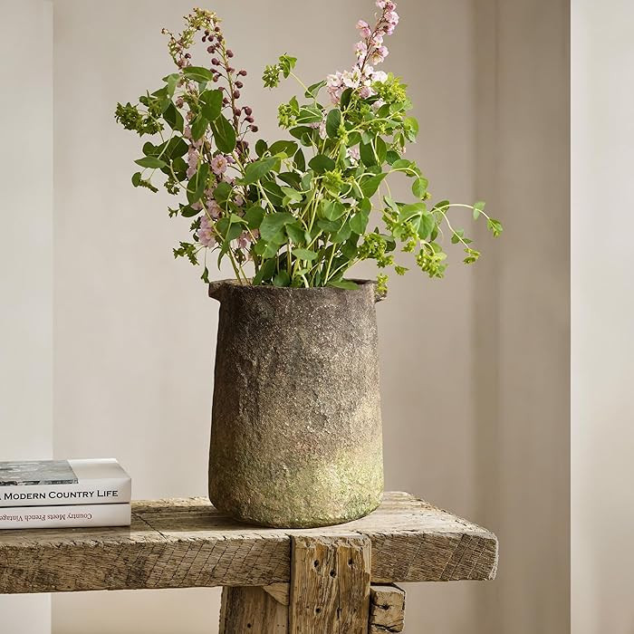 LuxenHome Rustic Vintage Cement Vase,Farmhouse Flower Vase for Room Decor Dining Table Decor,Ging... | Amazon (US)