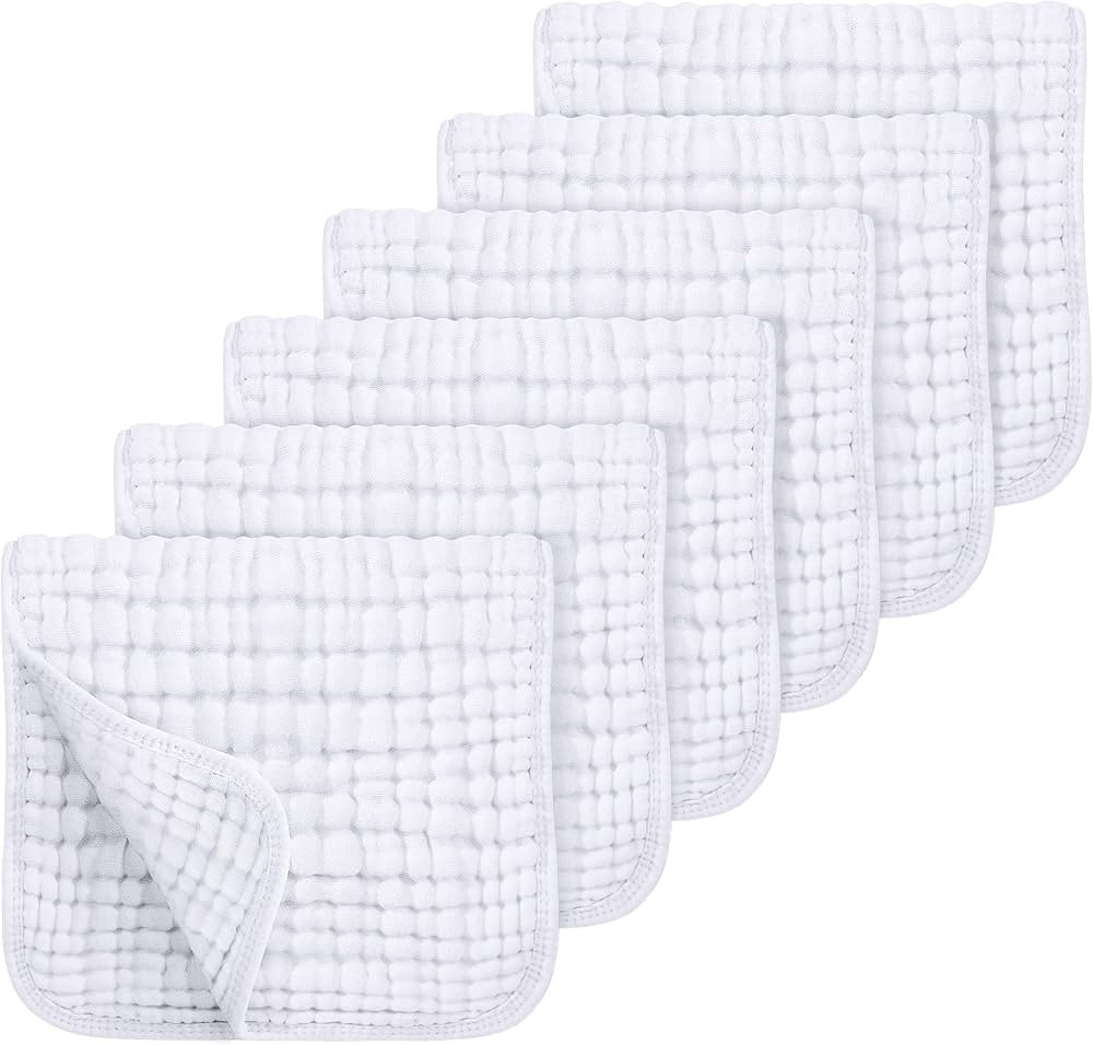 Looxii Muslin Burp Cloths 100% Cotton Muslin Cloths Large 20''x10'' Extra Soft and Absorbent 6 Pa... | Amazon (US)