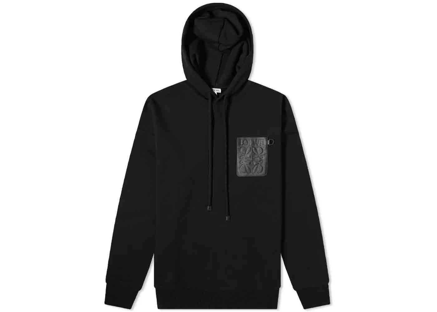Men's LOEWE Anagram Leather Patch Hoodie in Black | StockX