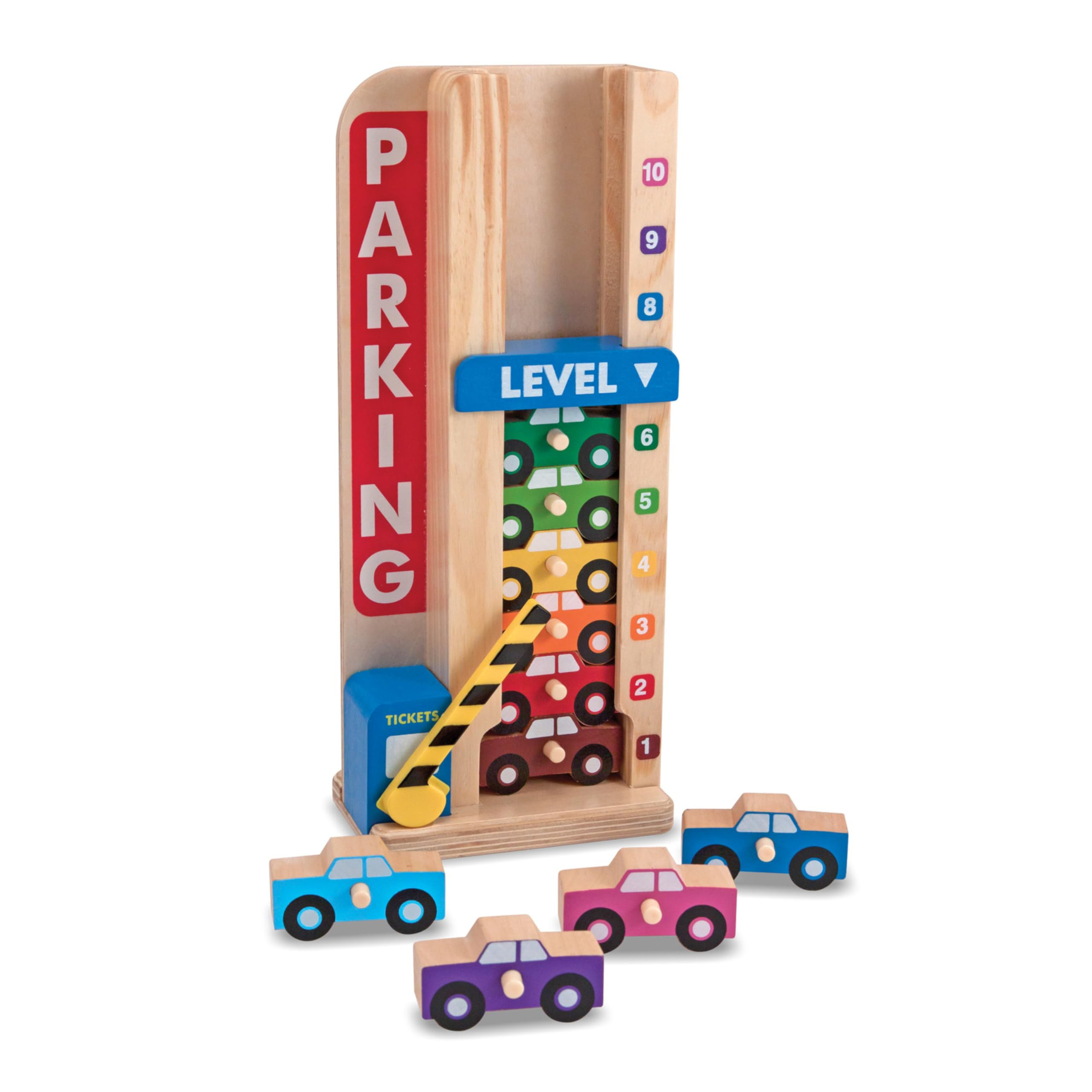 Melissa & Doug Stack & Count Wooden Parking Garage With 10 Cars | Amazon (US)