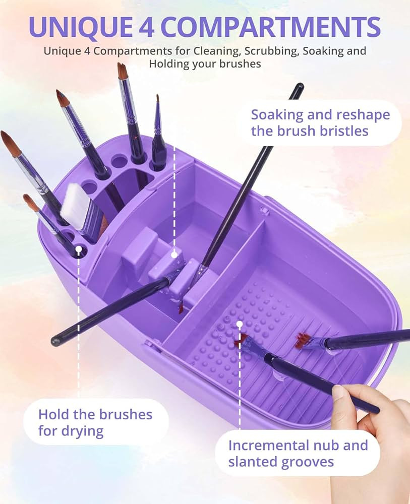 GAMENOTE Paint Brush Cleaner - Paint Brush Holder with Palette and Handle,Rinser for Acrylic, Wat... | Amazon (US)