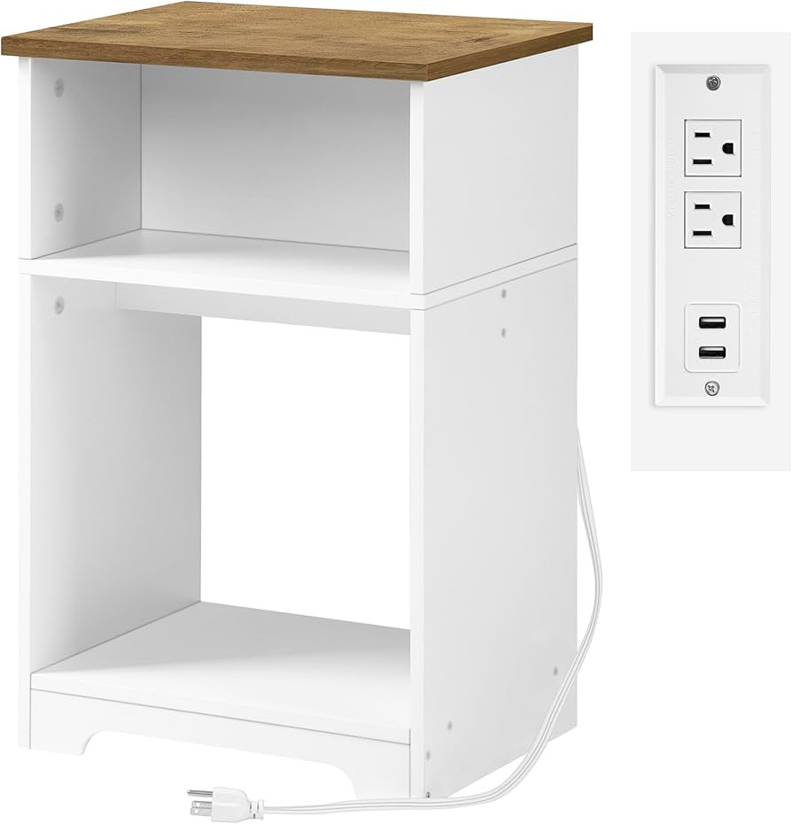 Hzuaneri Side Table with Charging Station, 3-Tier End Table with USB Ports and Outlets, Modern Ni... | Amazon (US)