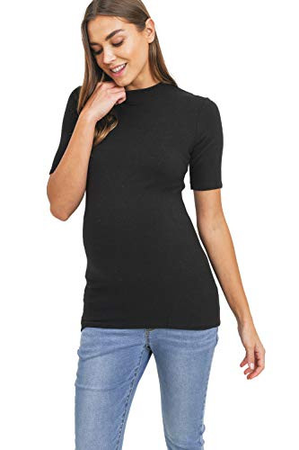Women's Half Sleeve Mock Neck Maternity Knit Top (Half Sleeve Black,S) | Amazon (US)
