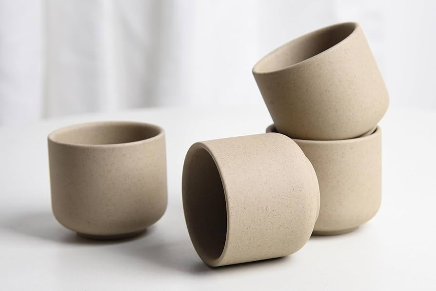 Ceramic teacups set of 4,No Handle Chinese KungFu Tea cups,3.5oz Teacups Japanese Teacup Set,Cera... | Amazon (US)