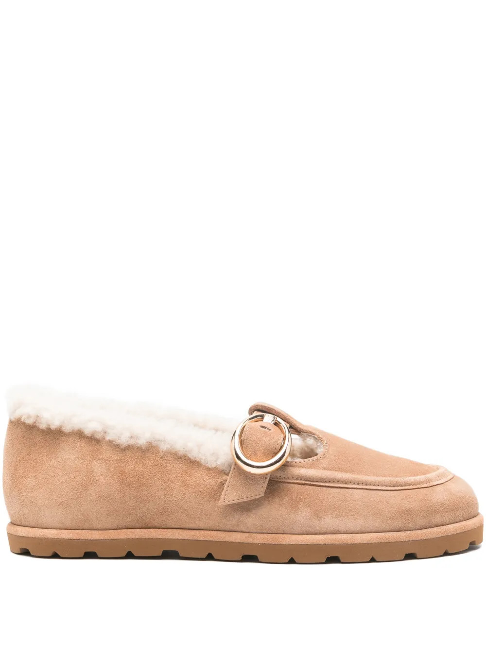 Stuart Weitzman Dakota shearling buckle loafers - Neutrals | Farfetch Global
