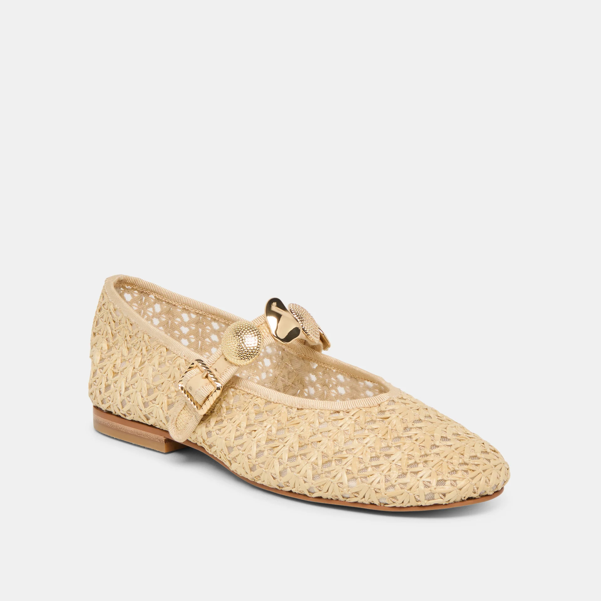 Relan Ballet Flats Natural Cross Hatch Raffia | DolceVita.com