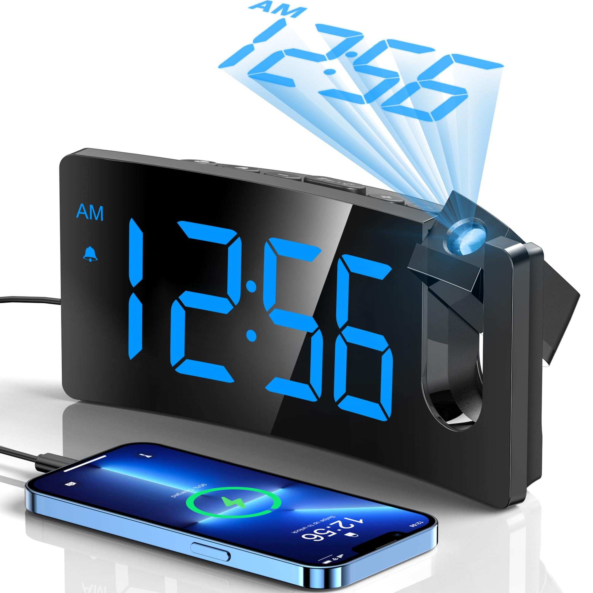 GOLOZA Projection Alarm Clock, Digital Clock with 180° Rotatable Projector, 3-Level Brightness D... | Amazon (US)