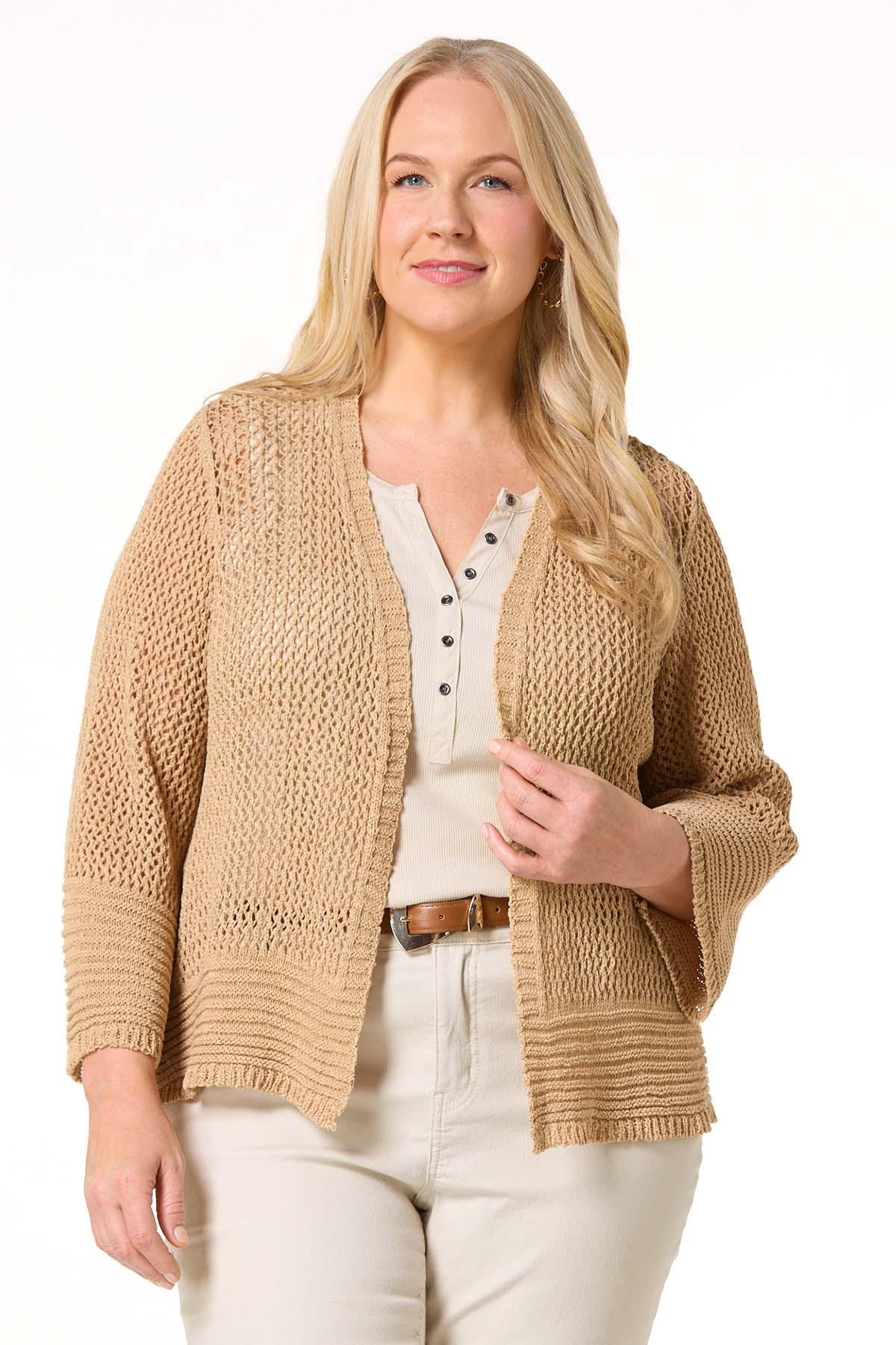 Plus Size Open Stitch Cardigan Kimono | Cato Fashions