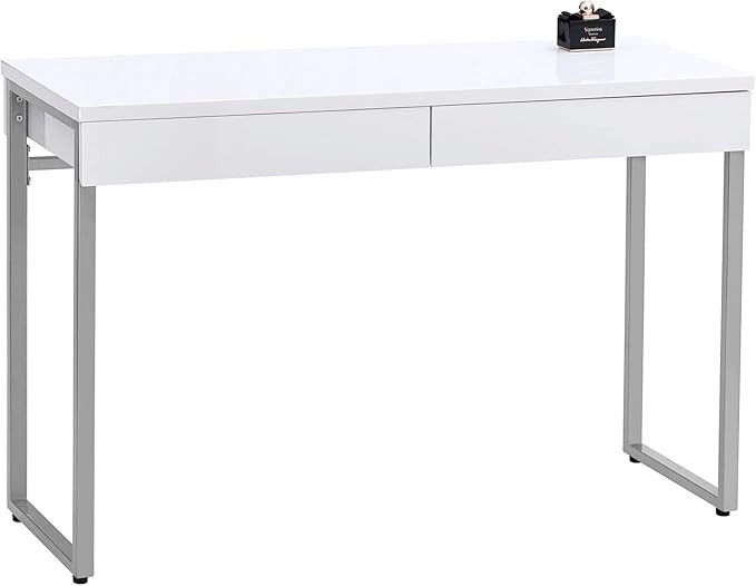 GreenForest Vanity Desk Glossy White Makeup Table 39.4inch with 2 Drawers Modern Computer Console... | Amazon (US)