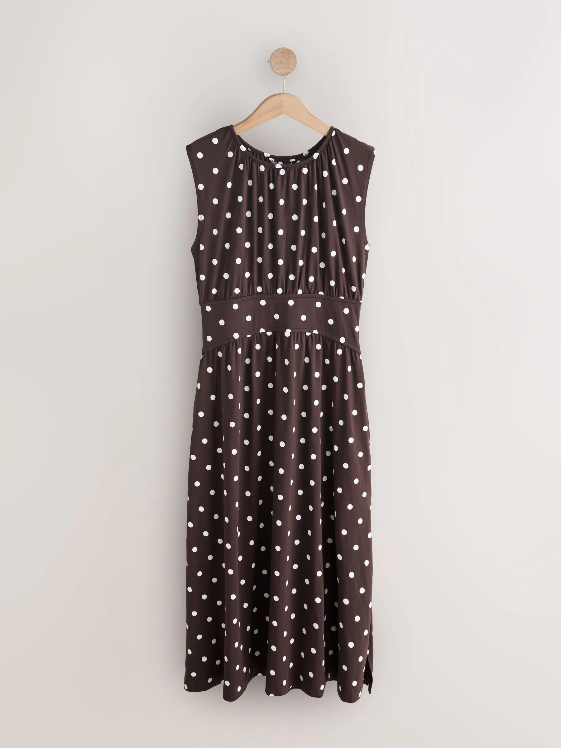 Next Chocolate Brown Polka Dot Midi Dress | Next US
