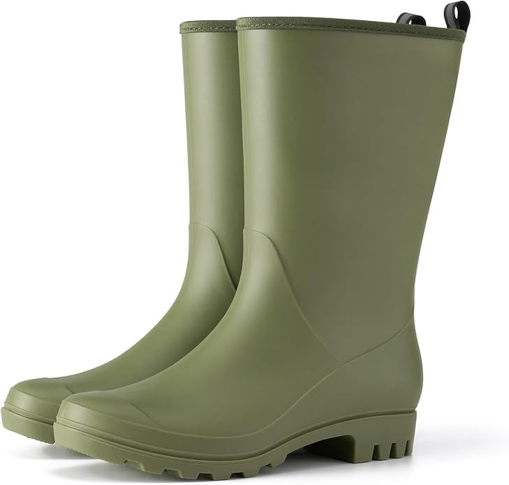 HISEA Women Rubber Boots Wide Calf Rain Boots | Seamless Matte Surface Waterproof PVC Rubber Rain... | Amazon (US)
