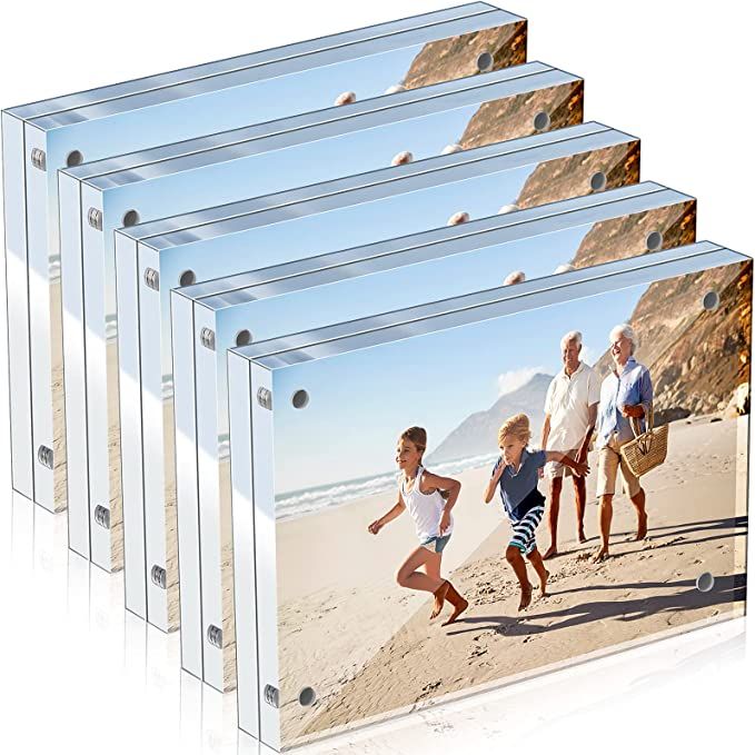 5 Pack Acrylic Picture Frame Desktop Frameless Photo Frame Double Sided Transparent Acrylic Frame... | Amazon (US)