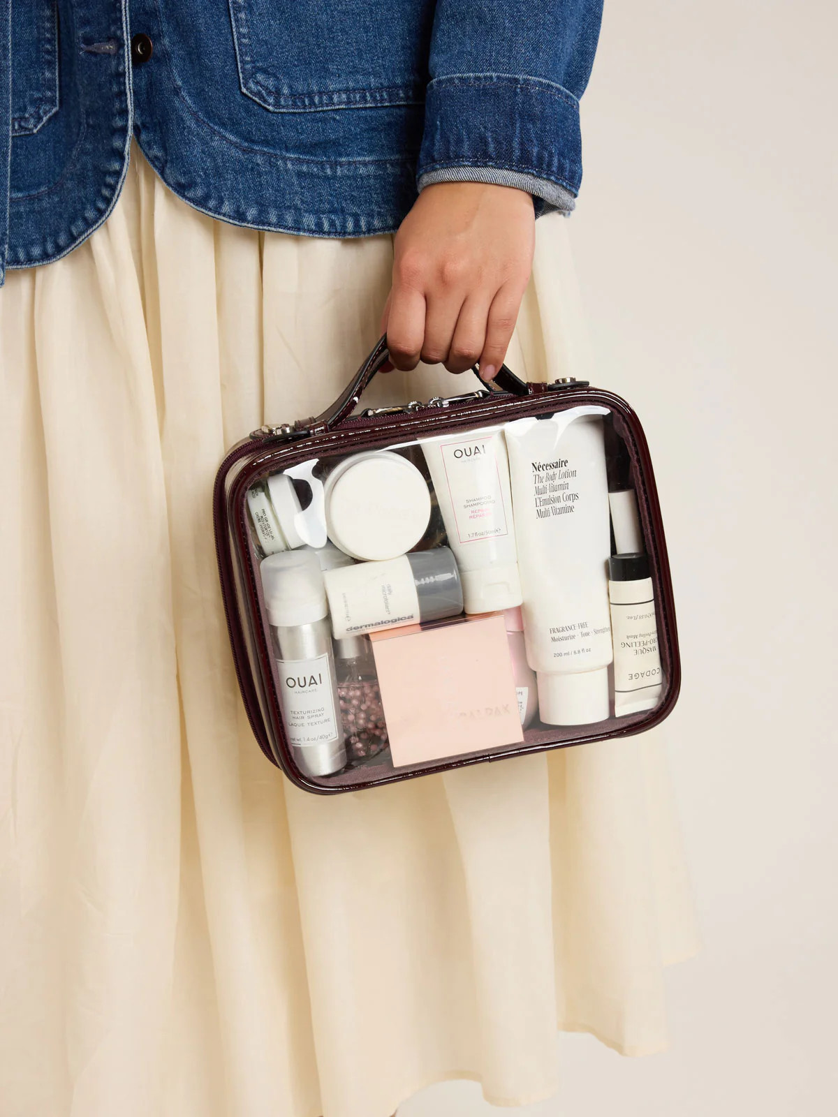 Medium Clear Cosmetics Case in Glazed Dark Cherry | CALPAK