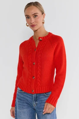 Red Knit Cardigan Sweater | Avara