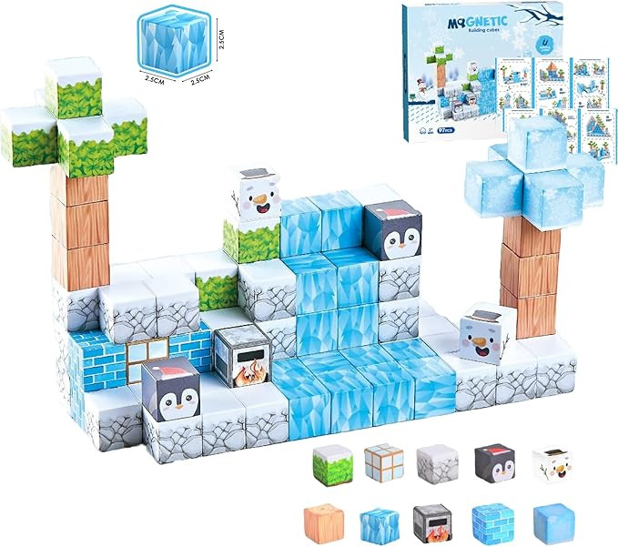 97 PCS 1‑Inch Magnetic Blocks – Winter Forest Theme Stacking Magnets STEM Learning Toys, Mont... | Amazon (US)