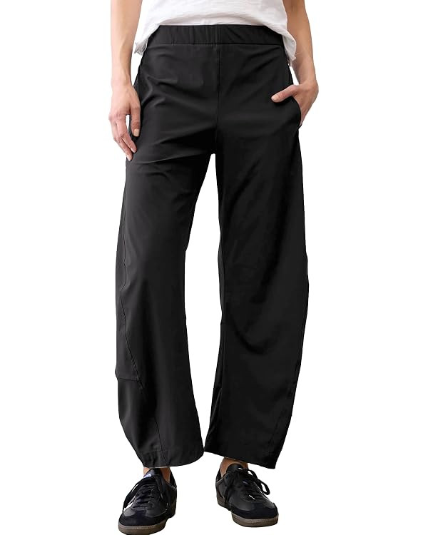 SeeLuNa Women Barrel Travel Pants Elastic Waistband Tapered Leg Baggy Mid Rise Work Trousers Loun... | Amazon (US)