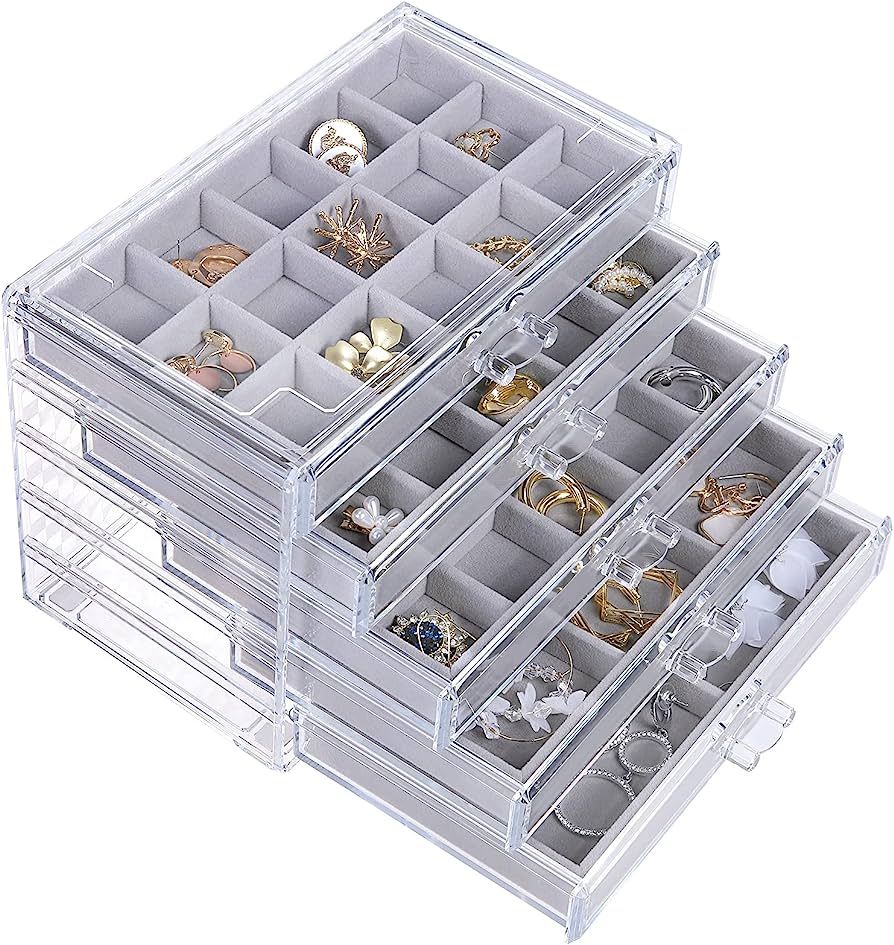 misaya Earring Jewelry Organizer with 5 Drawers, Birthday and Christmas Gift, Clear Acrylic Jewel... | Amazon (US)