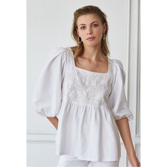 Mi Golondrina Maya Blanca Embroidered Blouse Women’s Large White | Poshmark