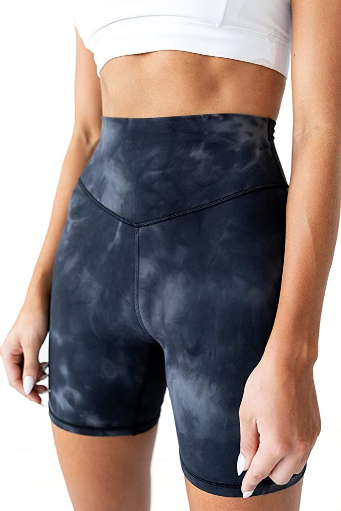 Kamo Fitness Ellyn High Waisted Yoga Shorts 6" Inseam Butt Lifting Tie Dye Soft Workout Pants Tummy  | Amazon (US)