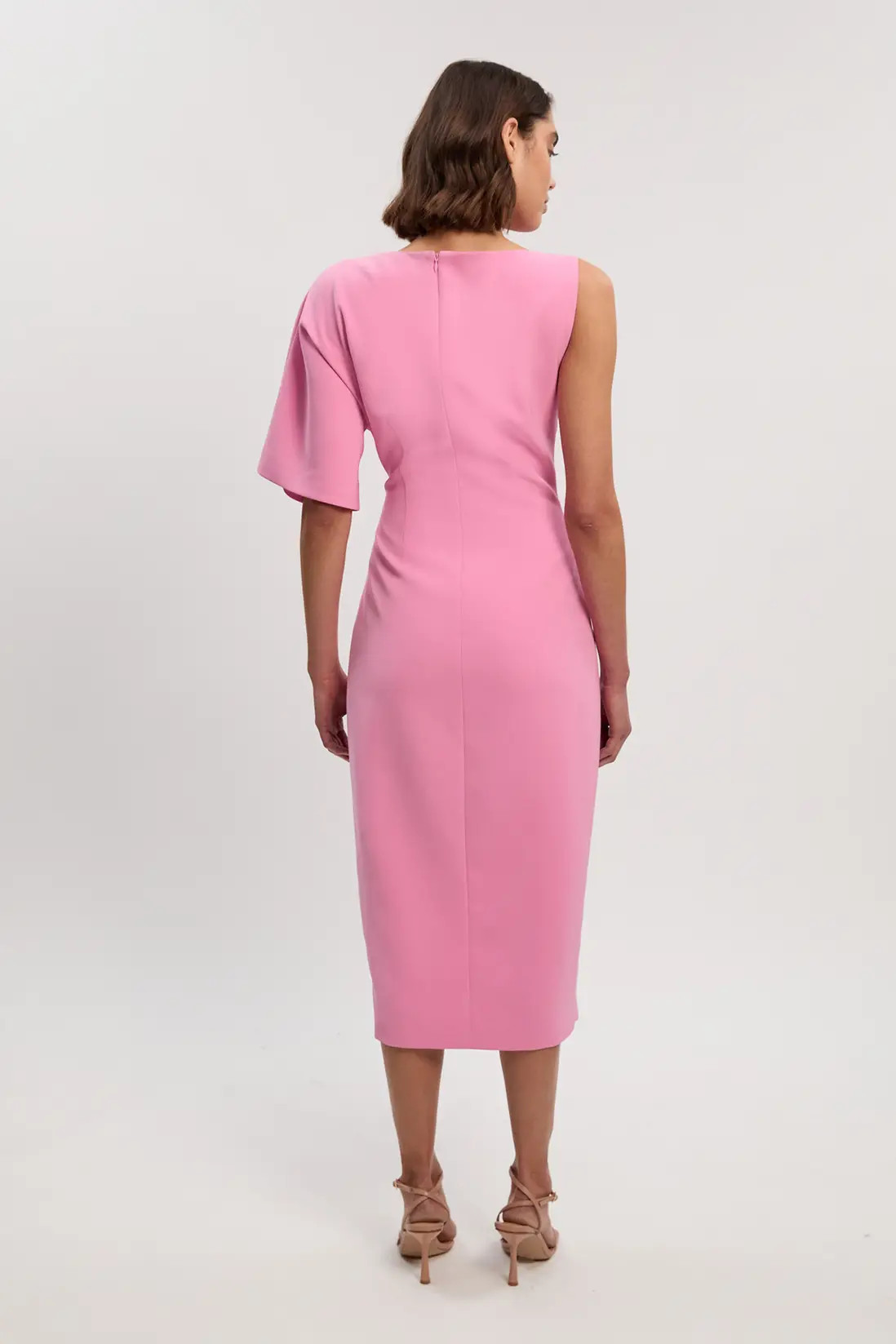 Blush KarenMillen Soft Tailored One Shoulder Pencil Midi Dress | Debenhams | Debenhams UK