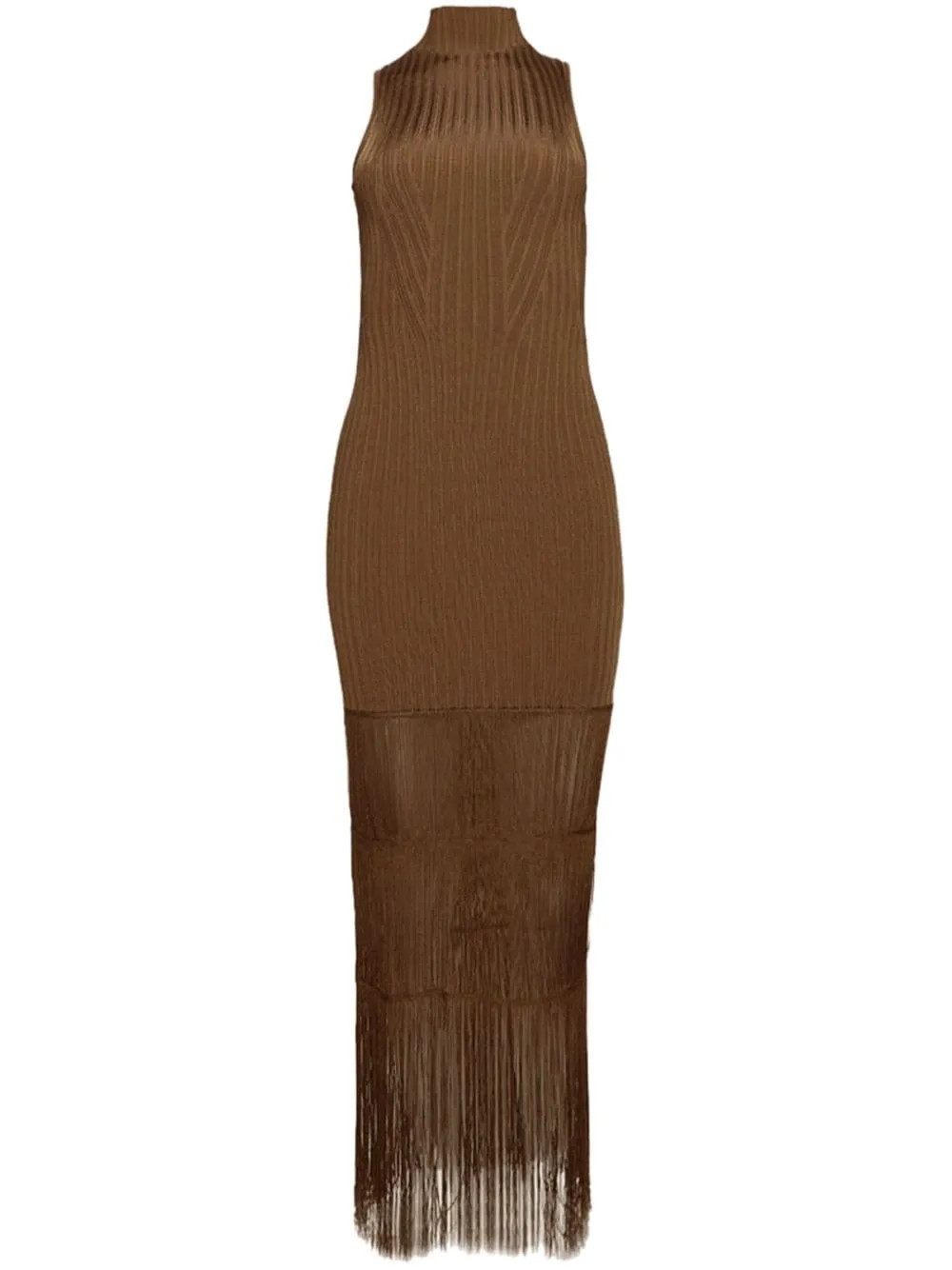 Zare fringed ribbed-knit maxi dress | Farfetch Global