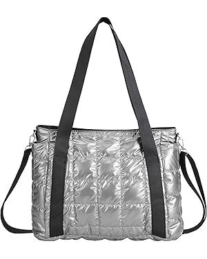 Puffer Tote Bag for Women Quilted Shoulder Bag Large Down Cotton Soft Padded Handbag | Amazon (US)