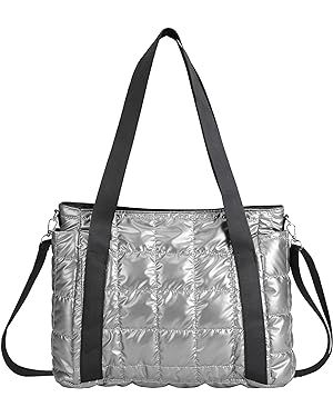 Puffer Tote Bag for Women Quilted Shoulder Bag Large Down Cotton Soft Padded Handbag | Amazon (US)