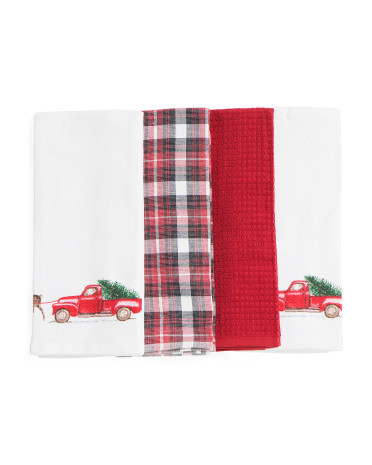 4pk Santa Truck Kitchen Towels | TJ Maxx