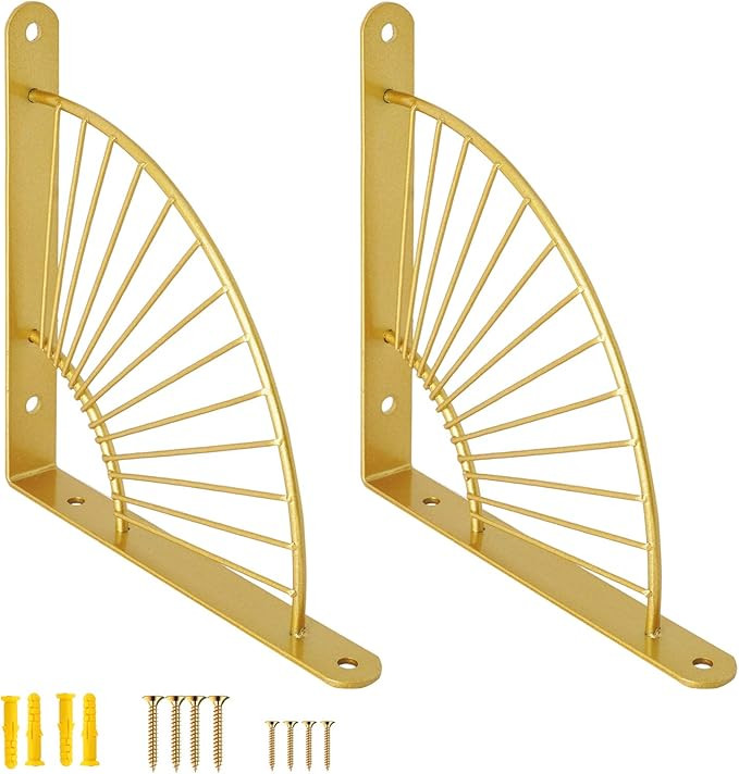 AddGrace 2 Pack Gold Shelf Brackets Wall Mounted Heavy Duty Metal Floating Shelf Bracket with Scr... | Amazon (CA)