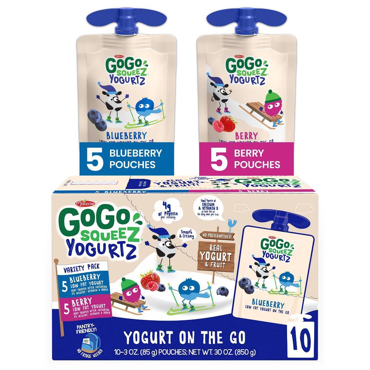 GoGo squeeZ Kids' YogurtZ, Variety Blueberry/Berry - 30oz/10ct | Target