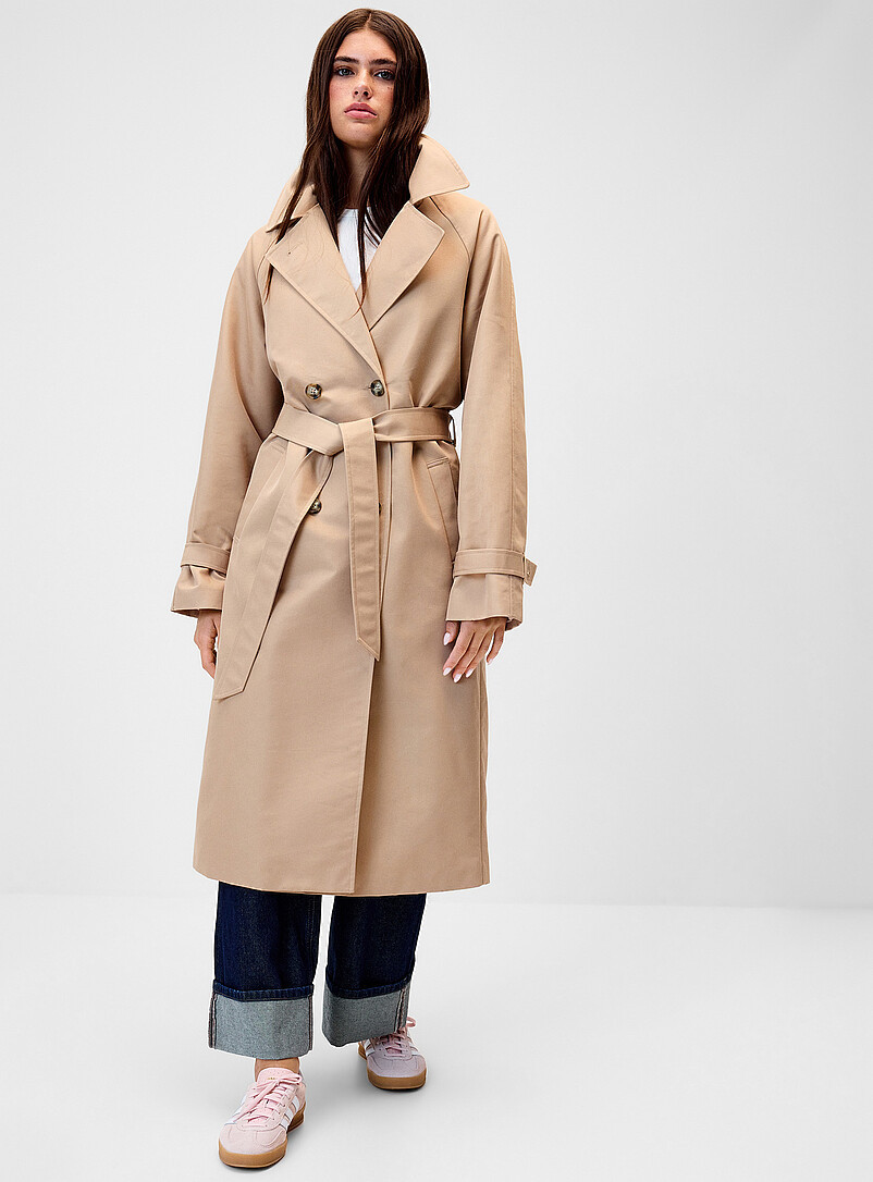 Twik - Marbled-button twill trench (Women, Beige, X-LARGE) | Simons
