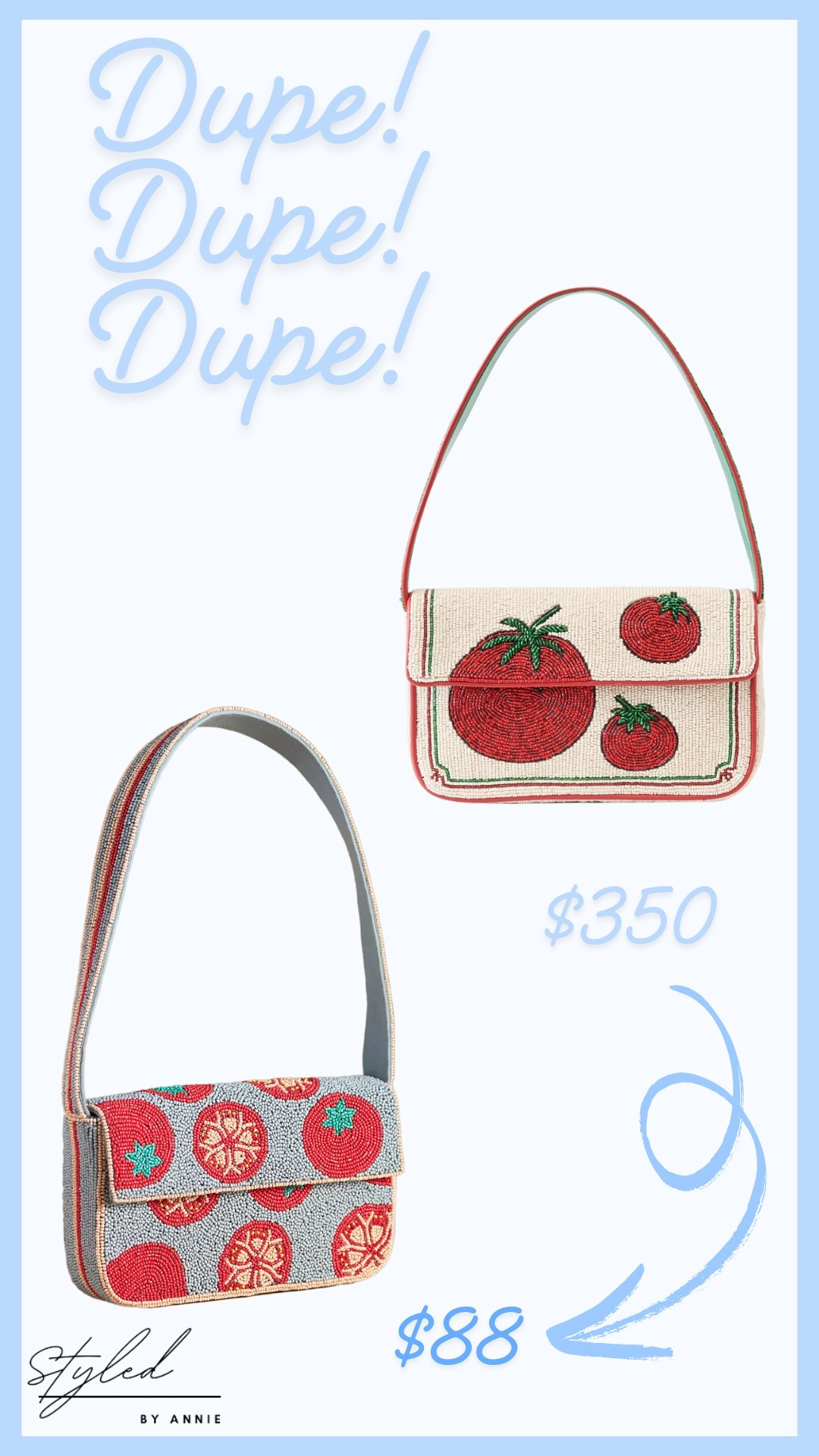 Dupe dupe dupe!!!

These adorable Anthropologie bags are 4x cheaper than the famous Staud beaded purses and just as adorable!!!

#dupe #stauddupe #statementpurse #statementbag #bag #anthropologie

#LTKFindsUnder100 #LTKSeasonal #LTKItBag