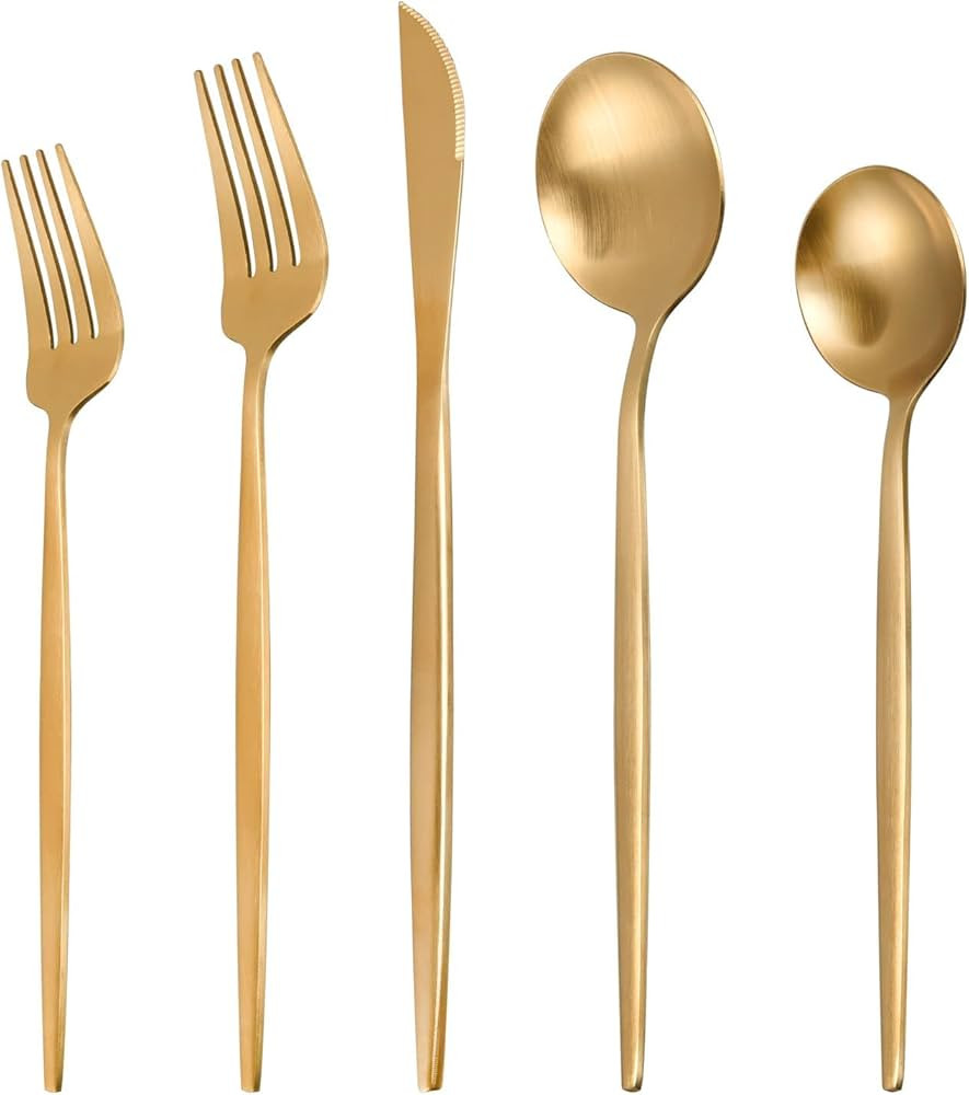 Caslon Matte Silverware Set, 40-Piece Satin Finish Stainless Steel Modern Flatware Set Service fo... | Amazon (US)