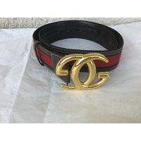 Vintage Gucci 80's Large Gg Buckle & Signature Red & Green Belt Excellent Condition | Etsy (US)
