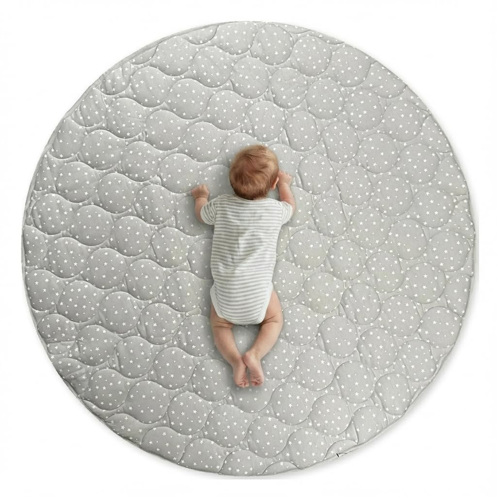 Byrd & Blume Round Baby Play Mat, Reversible Quilted Organic Cotton for Tummy Time, Soft Padded C... | Amazon (US)