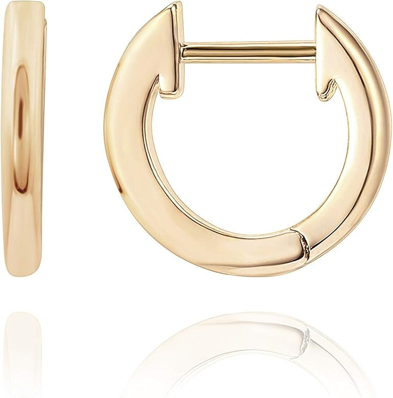PAVOI 14K Gold Plated Cuff Earrings Huggie Stud | Small Hoop Earrings for Women | Amazon (US)