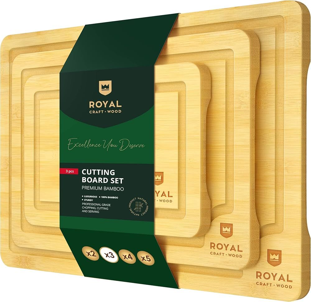 ?????? ???? Cutting Boards for Kitchen - Bamboo Cutting Board Set o... | Amazon (US)