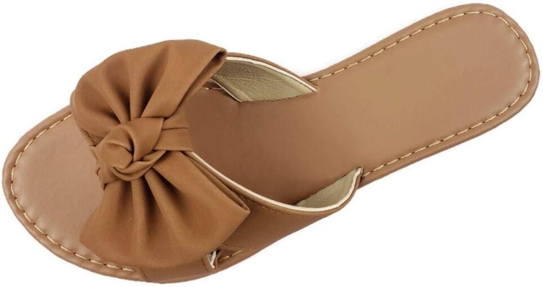 SAMANTHA Sandals Slip On Slide Flat with Twist Knot Bow | Amazon (US)
